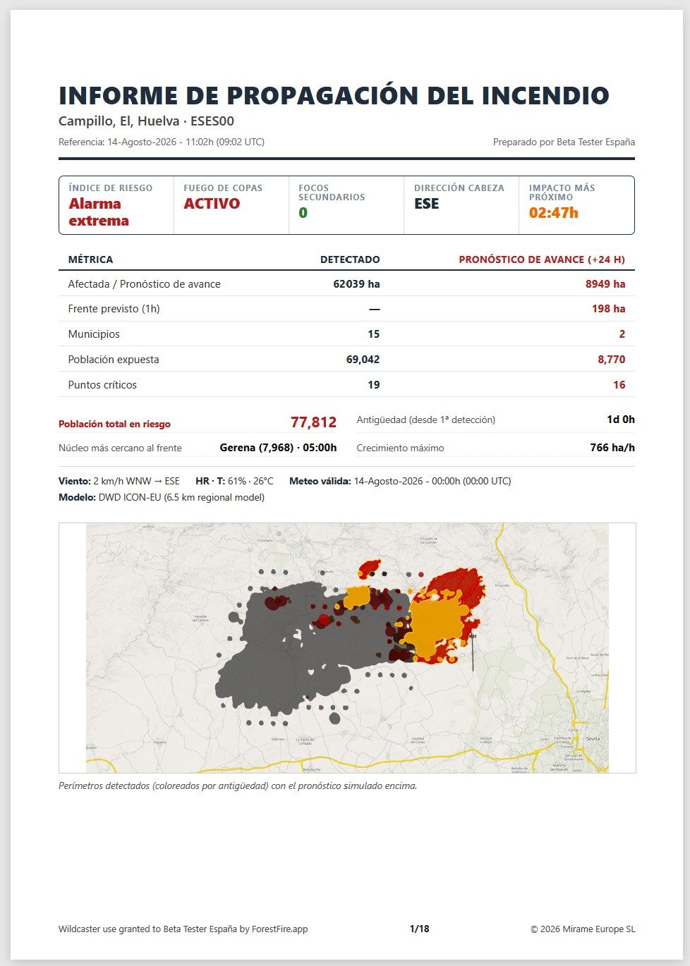 Informe de situación y pronóstico generado